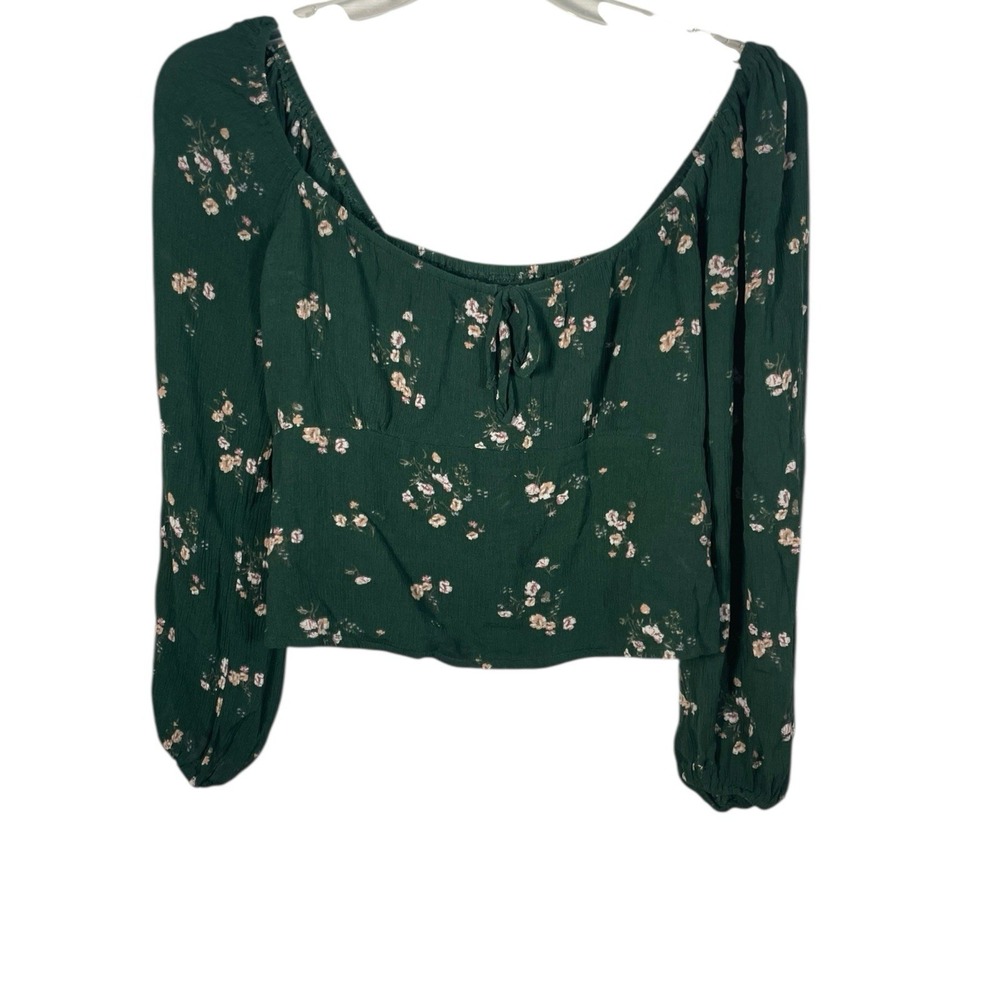 Abercrombie & Fitch Green‎ Floral Long Sleeve Top Size L Cottagecore Romantic